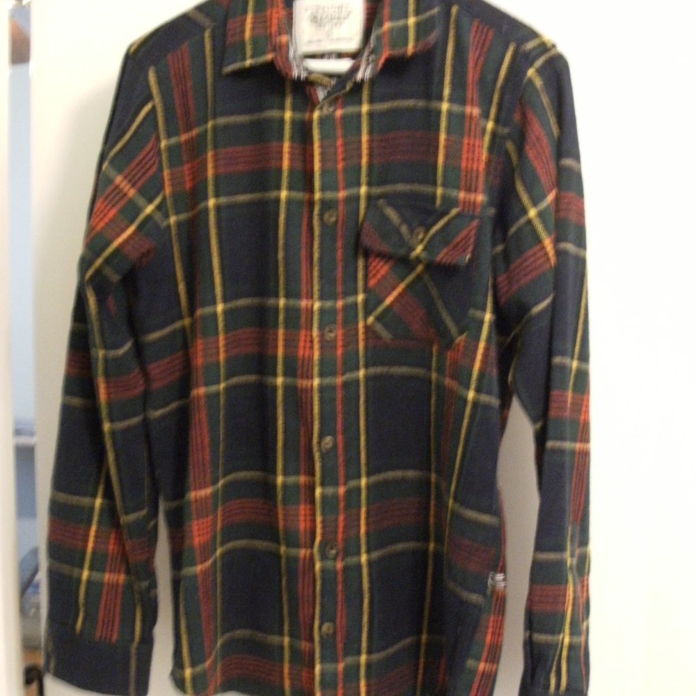 Great for the Holidays --Straight Faded Plaid Flannel Shirt